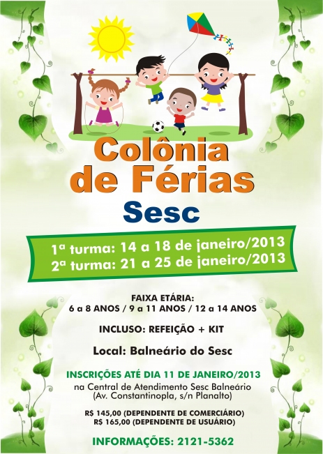 Sesc abre inscrições para Colônia de Férias 2013