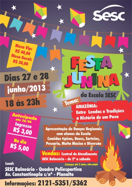 Festa Junina da Escola Sesc será nesta quinta e sexta-feira