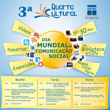Quarta Cultural do Senac Amazonas comemora o Dia Mundial da Comunicação Social