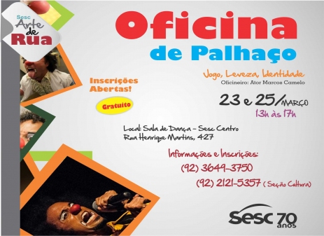 Sesc promove oficinas gratuitas com o tema “Palhaço: jogo, leveza e identidade”