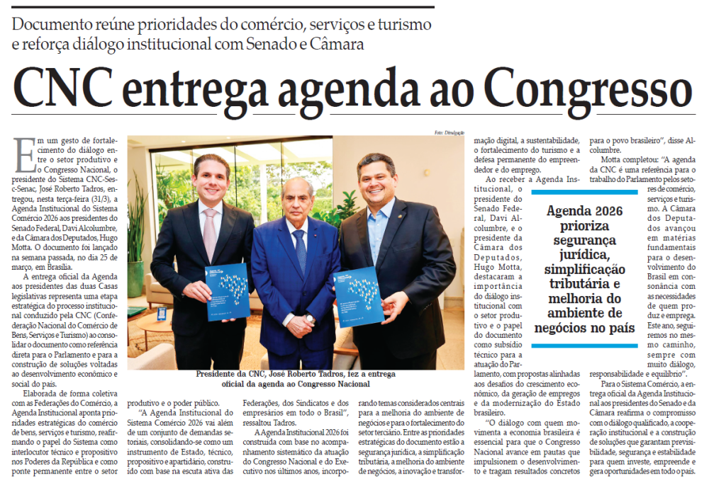 CNC entrega agenda ao Congresso